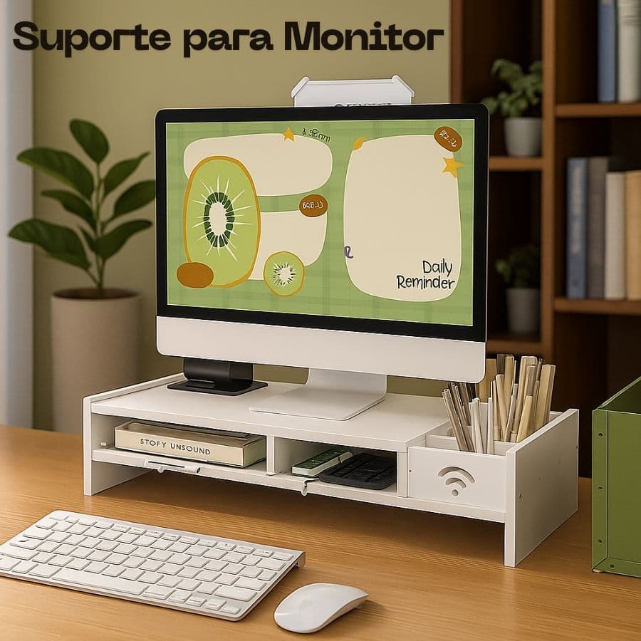 Suporte para Monitor Mdf 49cm Home Office Mesa Gamer Ergonômico Base Apoio Mesinha