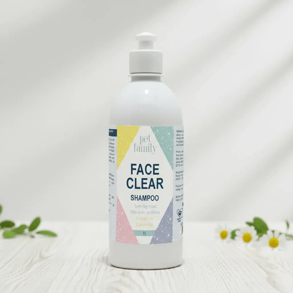 Shampoo Vegano Pet Hipoalergênico Próprio Para o Rosto com Extrato de Camomila Face Clear 1L