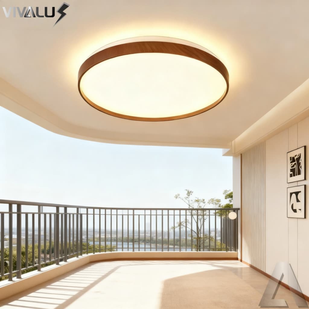 Plafon LED New Space Madeira 3 Cores Em 1 Luminária Plafon Wood Natural Moderno 30CM 40CM 50CM 50W