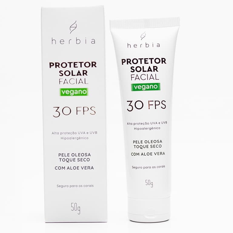 Protetor Solar Herbia Vegano Natural Toque Seco Fator 30Fps Pele Oleosa 50g