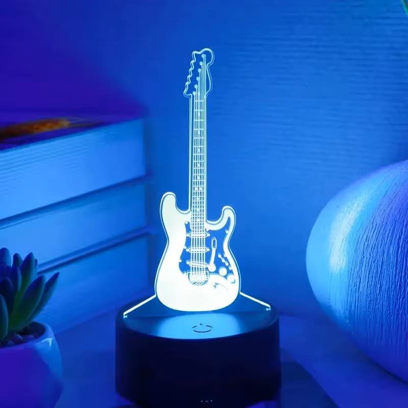 Luminária LED 3D Guitarra  / instrumento musical / Musica, com opção de nome gravado