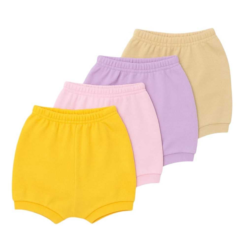 Kit com 4 Tapa Fralda Short Infantil Menino e Menina Liso Algodão Promoção