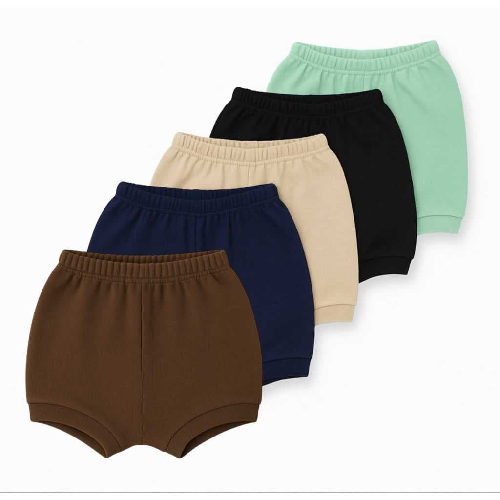 Kit 5 Short Tapa Fralda Menino Menina Bebê Short Algodão Liso
