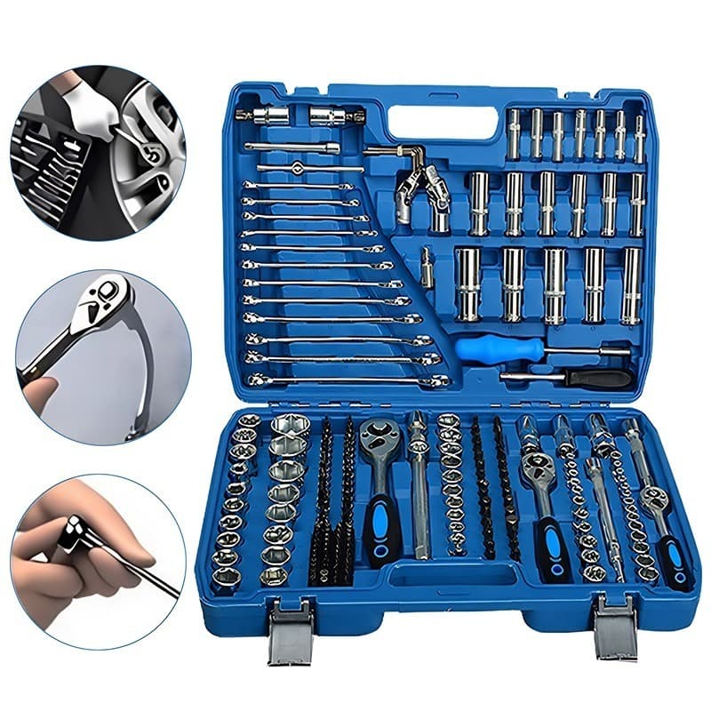 Kit De Ferramentas 151-216 Peças Jogo De Soquetes Chave Catraca Reversível Com Maleta Multi Funções