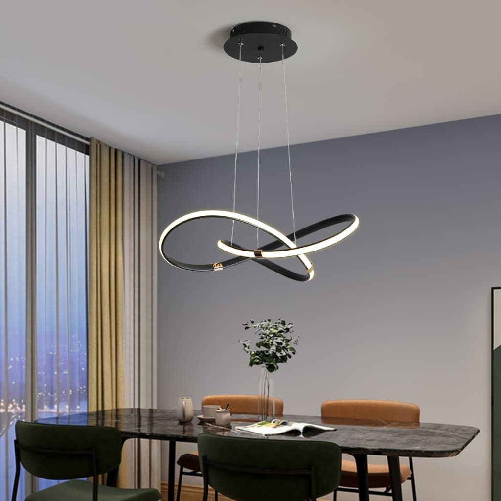 Lustres LED Modernos Dimáveis 54cm Preto/Dourado Luminárias Pendentes para Quarto, Sala de Jantar, Cozinha - Luminária