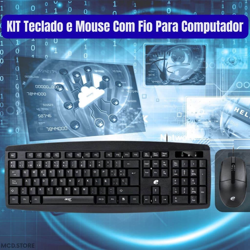 Kit Teclado + Mouse P/ PC Notebook Desktop Gamer Escritório Com Fio USB  Digitação Rápida Alta Precisão Cor Preta