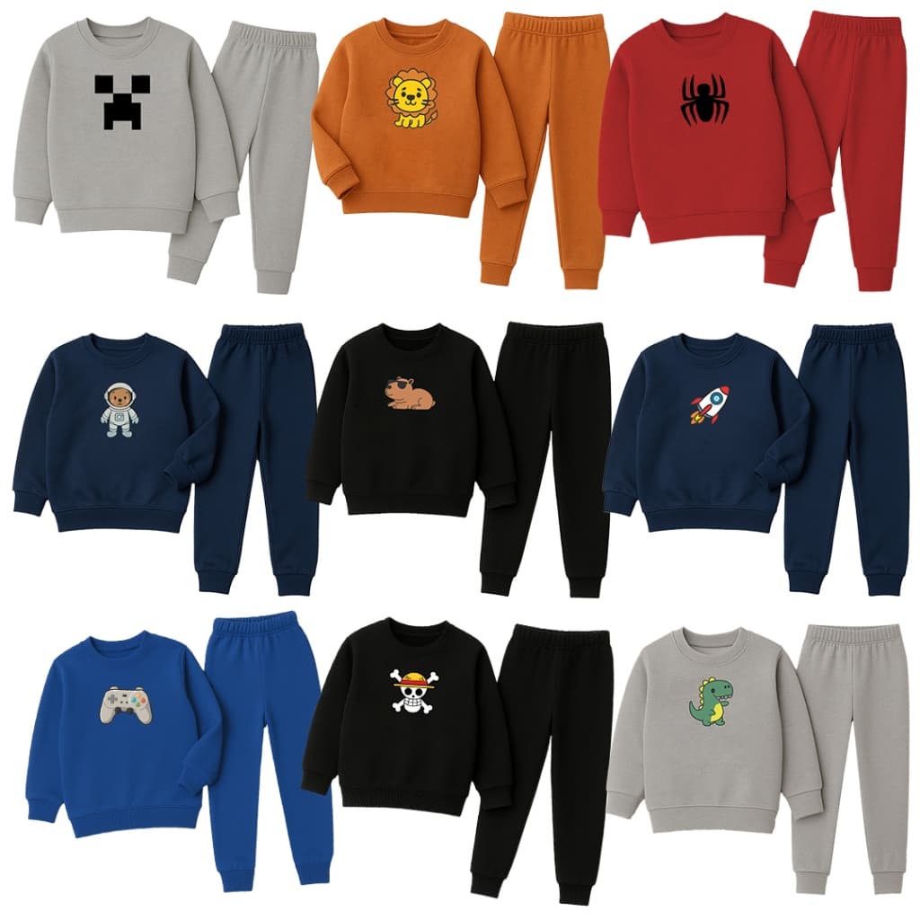Kit Sortido 6 Peças Moletom Infantil Menino Inverno – 3 Conjuntos Completos de 1 ao 10 Anos