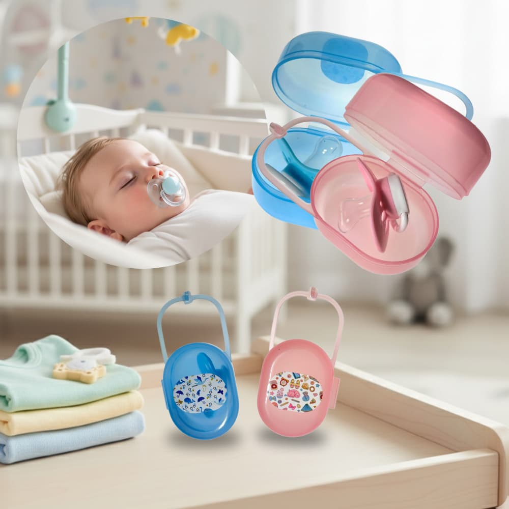 KIT 10-15 Porta Chupetas Murano Clip ABS Infantil Para Bebê- Azul e Rosa VANT