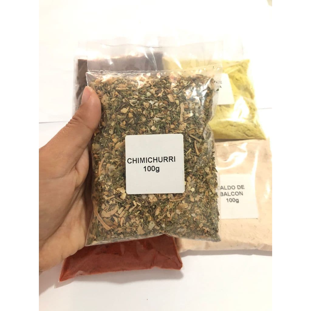 Kit Temperos e Condimentos a granel Páprica Defumada 100g + Caldo de Bacon 100g + Chimichurri 100