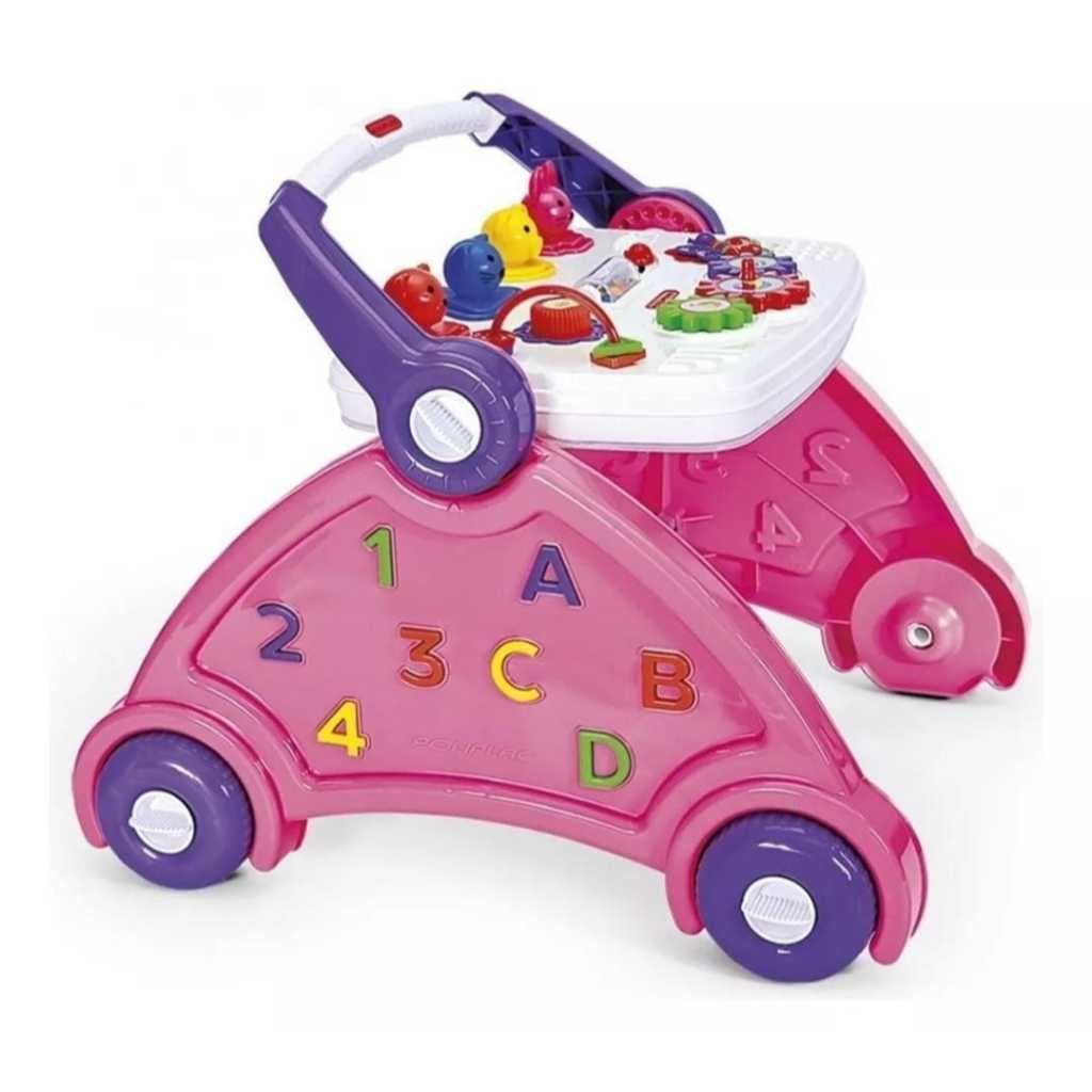 Andador Bebê 1 Ano Educativo - Mesa com Som - Atividades Cor Rosa - Envio Imediato