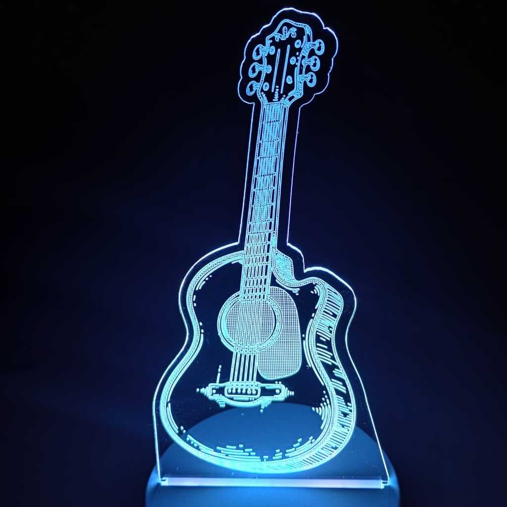 Abajur Luminária Violão Instrumento Musical Led 3D de Mesa ac0048 Presente Criativo Decoração Sala Luz Noturna Luxo USB