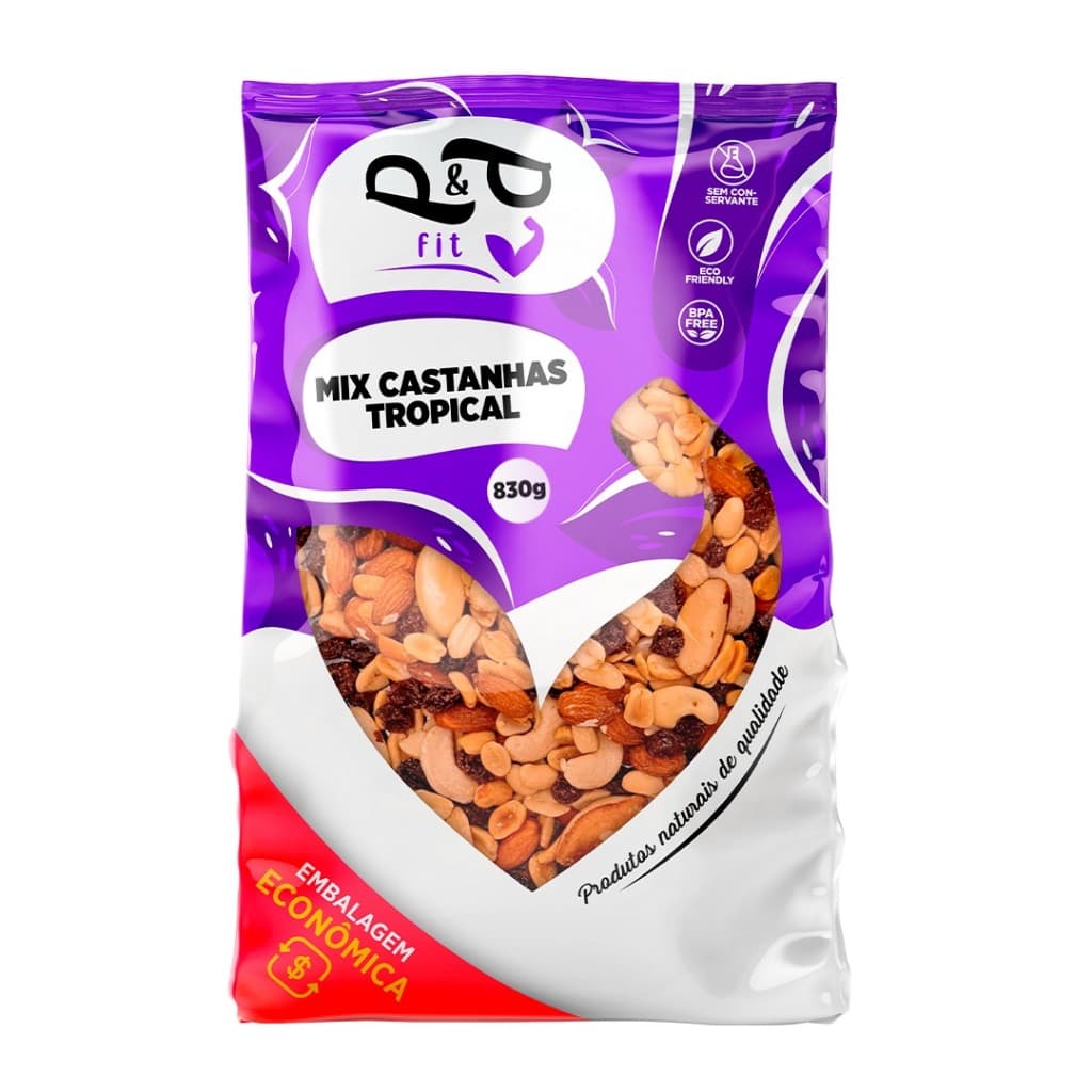 Mix Tropical Nuts Dieta Saudável Castanha, Nozes, Amêndoa, Amendoim, Uva Passa, Gojiberry - P&P