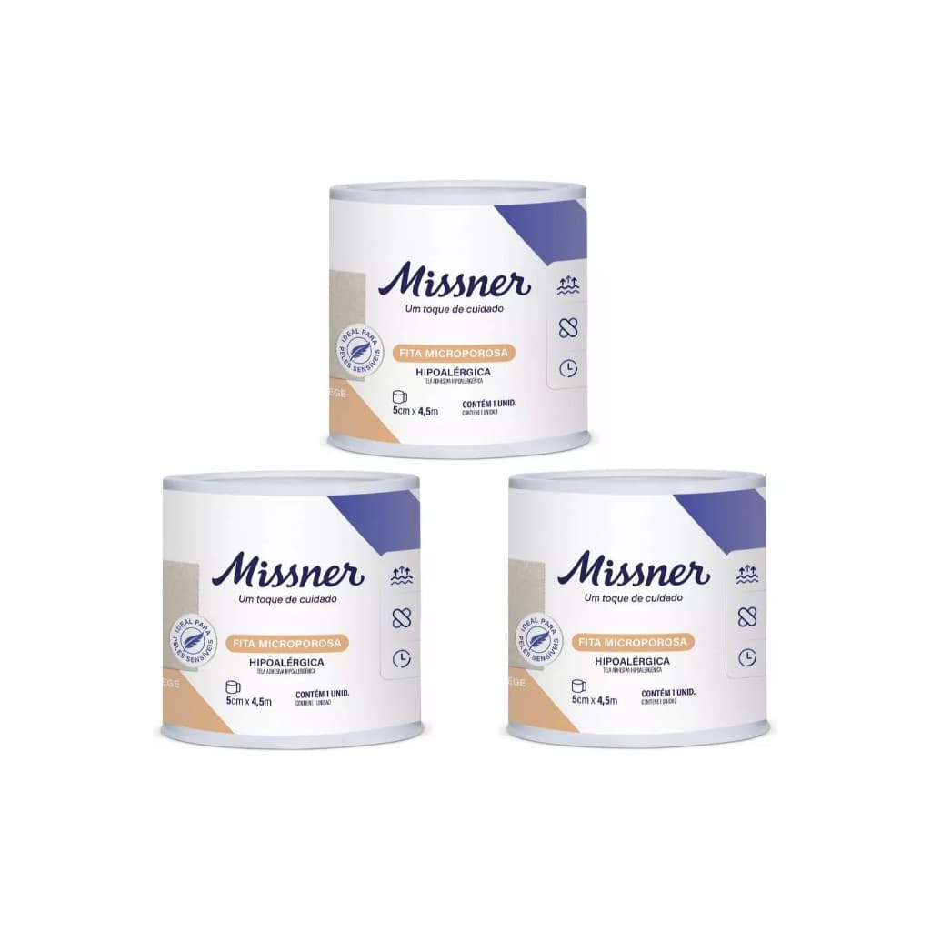 Kit 3 Micropore Bege Fita Microporosa 5cmx10m - Missner