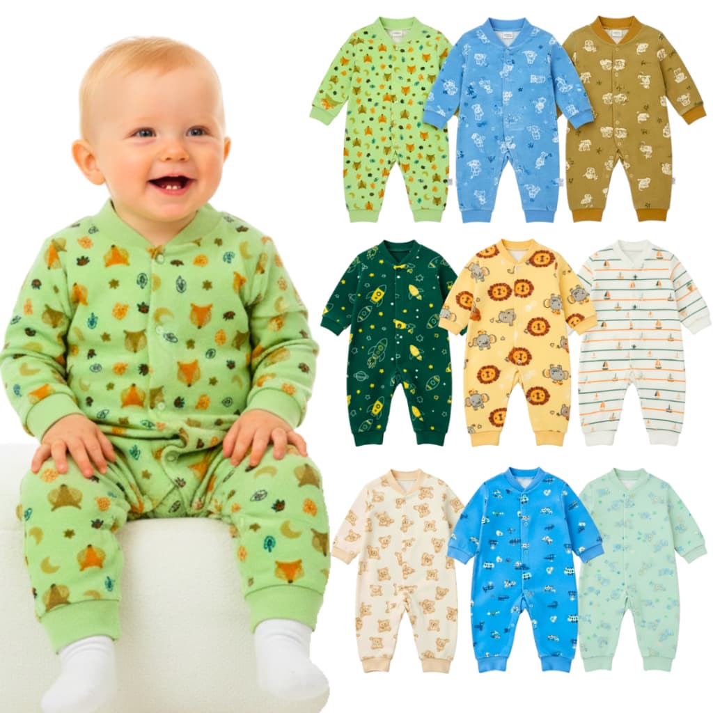 Kit 2 ou 3 Macacão de Bebê Soft Estampado para Menino Quentinho Enxoval Infantil