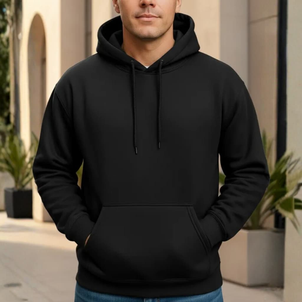 Moletom Masculino Casaco Canguru Blusa Com Capuz E Cordão