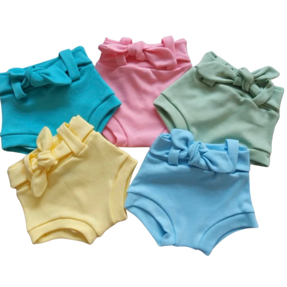 Kit 2 Peças Shorts Tapa Fralda Bebê Menina Tampa Fralda 100% Algodão