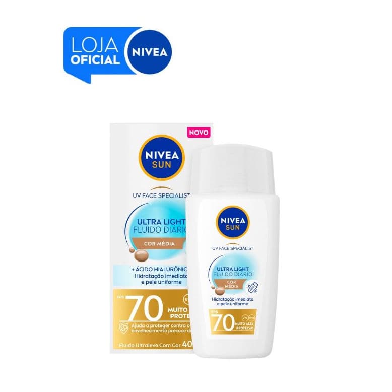 Protetor Solar Facial NIVEA Sun FPS 70 Média 40ml – Alta Proteção e Hidratação