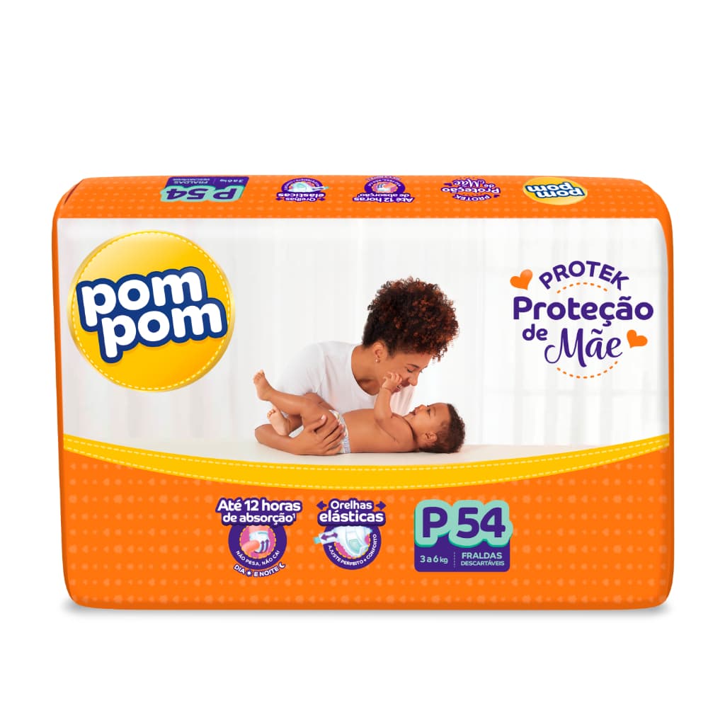 Fraldas Descartáveis Pompom Protek Proteção de Mãe Mega Kits Disponíveis - Todos os tamanhos