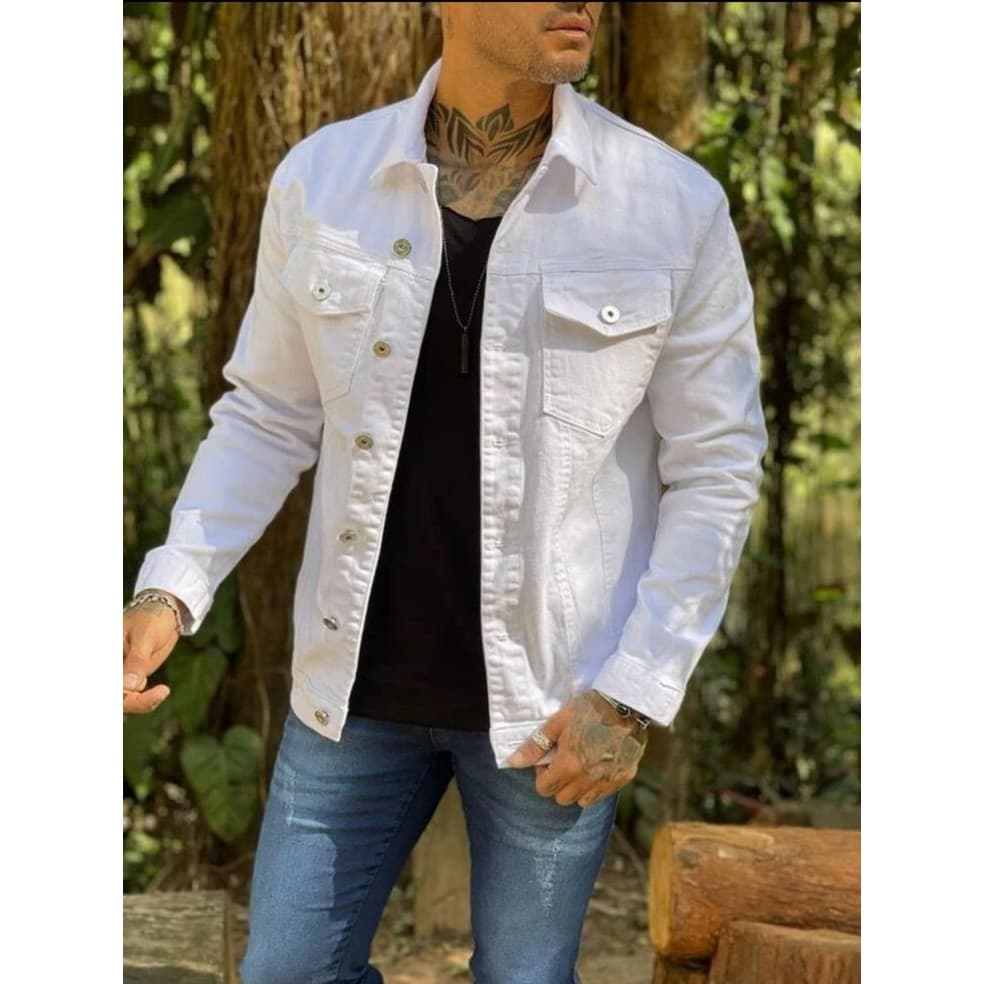 Jaqueta Jeans Branca Masculina