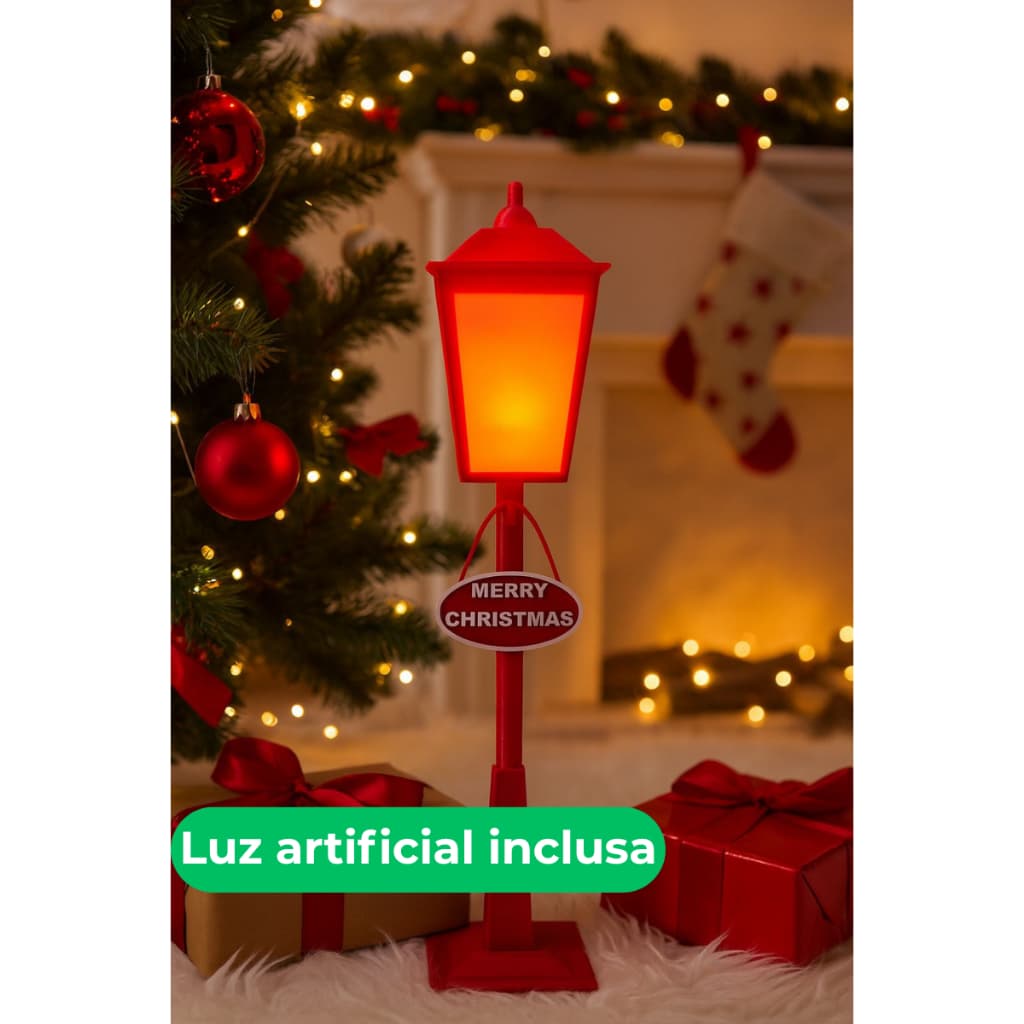 Luminária Natalina Decorativa Merry Christmas 30 cm, com Luz Amarela Quente Inclusa