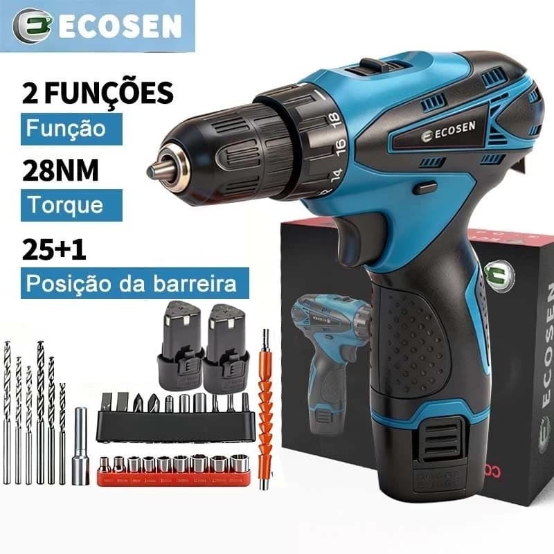 Furadeira Parafusadeira 2 bateria 12 volts c/e acessórios 220v/110v
