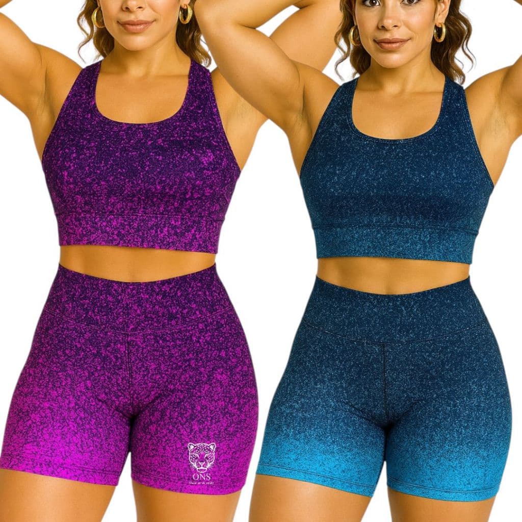 Kit 2 Shorts Degradê Feminino Cintura Alta Sem Transparência Modelador Roupa Academia Fitness