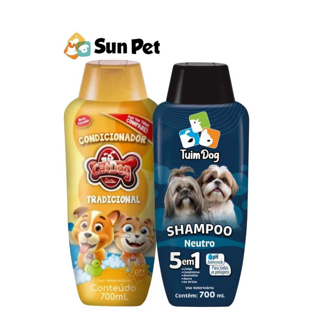 Kit Shampoo Pet Para Cachorro Cães Raças Neutro Shih Tzu / Lhasa 700ml + Condicionador 700ml Tuim Dog