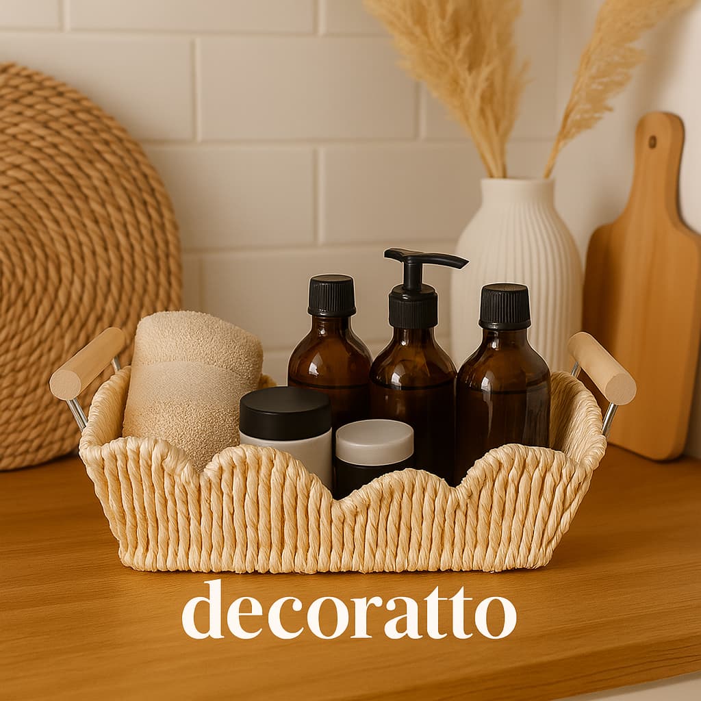 Cesto De Armazenamento Multiuso Boho - Cesta Decorativa Organizar Banheiro Quarto Sala