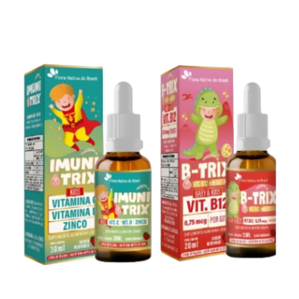 Kit Vitamina Imunitrix  kids 30ml + Vitamina B-trix Kids 20ml Morango -SUPLEMENTO