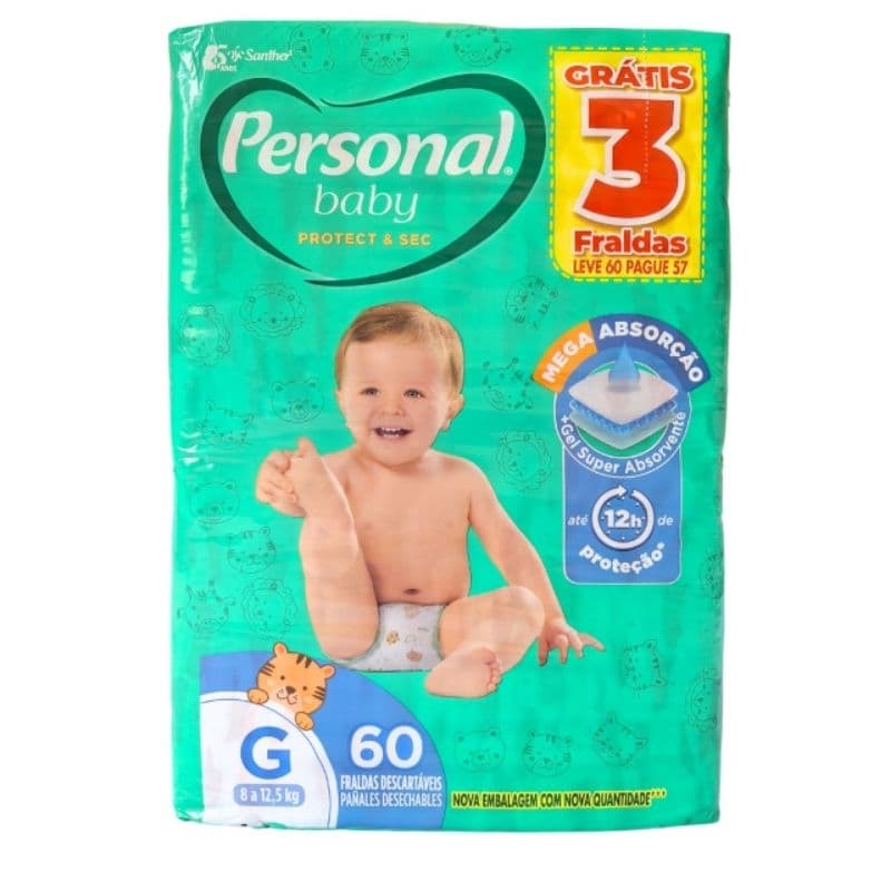 Fralda infantil descartável Personal baby Protect & Sec M70 G60