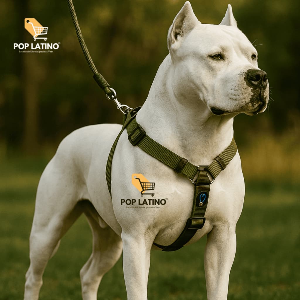 Linda Coleira Peitoral Para Cachorro Cães Pitbull + Guia Verde Militar - Pet, Cão, Pet shop