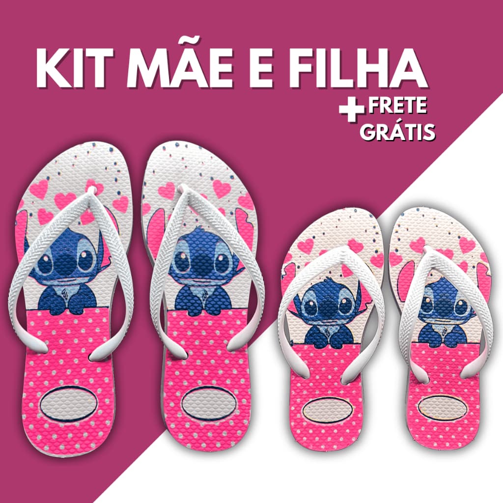 Kit Mãe E Filha Chinelo Sandalia Feminino Adulto Infantil Slim Stitch Calçado Macio Confortável Barato Envio Imediato