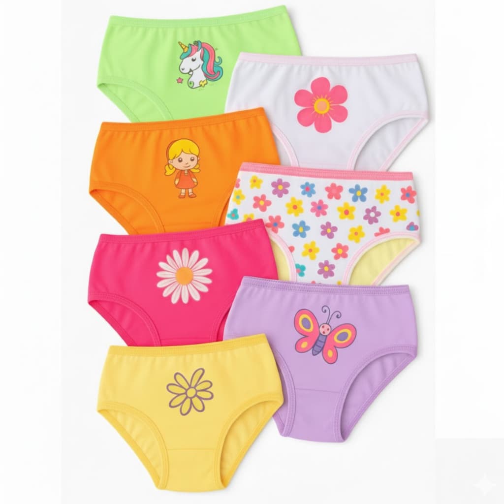 Kit 3, 6, 9 ou 12 Calcinha Algodão Menina Infantil Lateral Larga Tanga Tanguinha Tradicional Tapa Fralda Macia