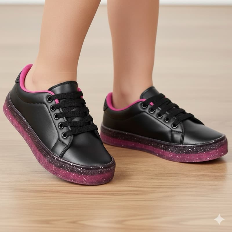 Tênis feminino infantil  moda menina escolar confortável e macio