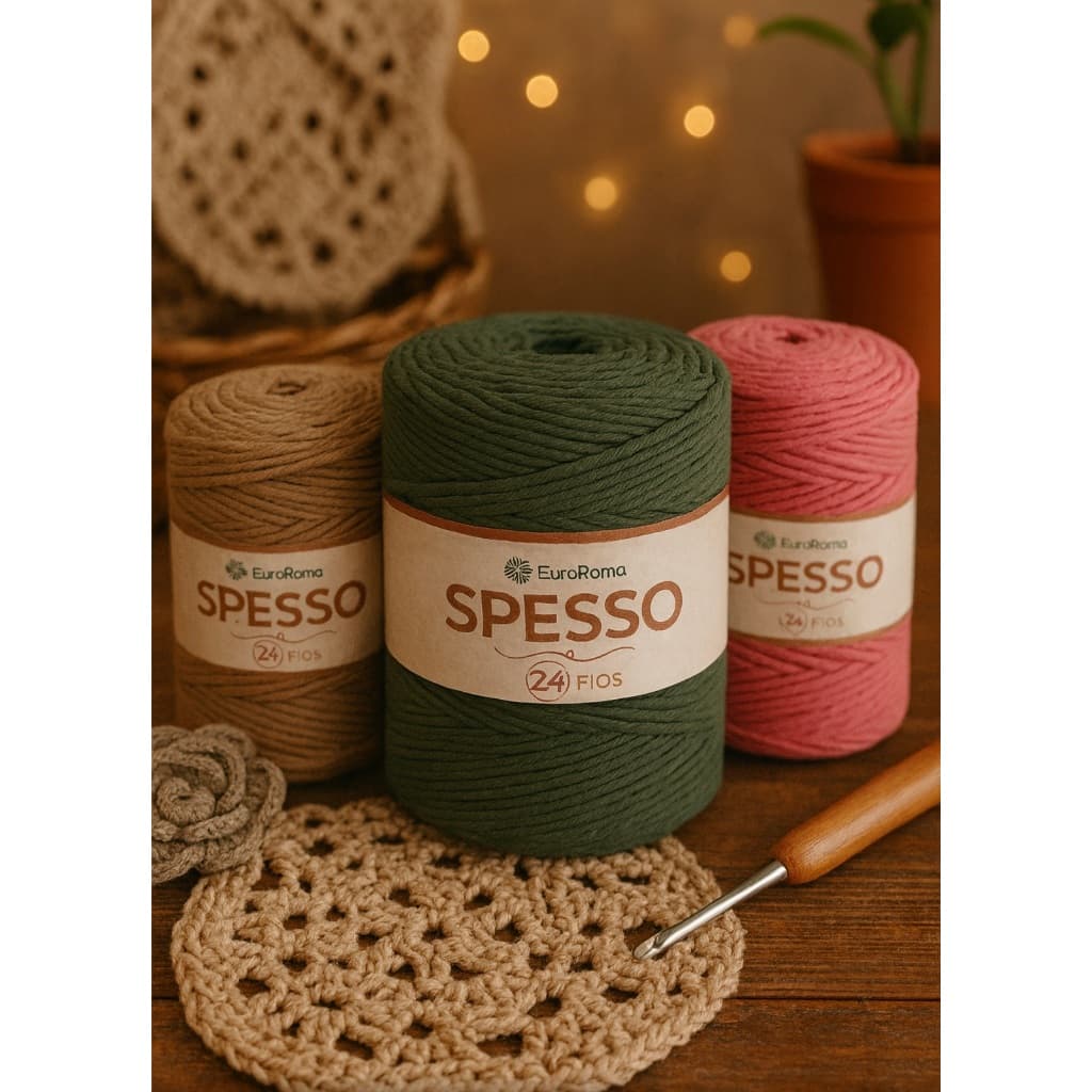 Barbante EuroRoma Spesso 24 Fios – Fio para Crochê, Macramê, Tricô e Artesanato – Várias Cores