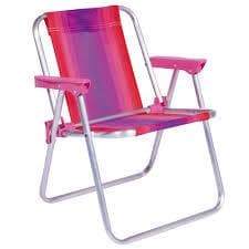 Cadeira de Praia alta Infantil Mor – Alumínio Dobrável com Braços - vermelho/rosa