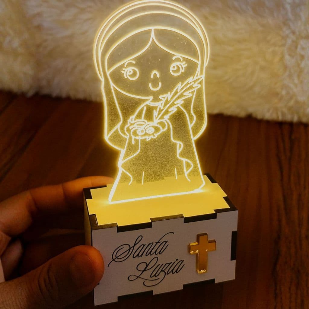 Luminária Led Santa Luzia Luz de Cabeceira Luminária Coleção Santos Católicos