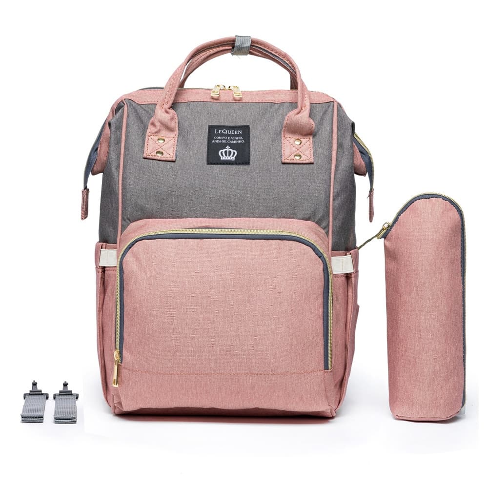 Mochila Bolsa Maternidade Lequeen Original Porta Mamadeira Menina Menino