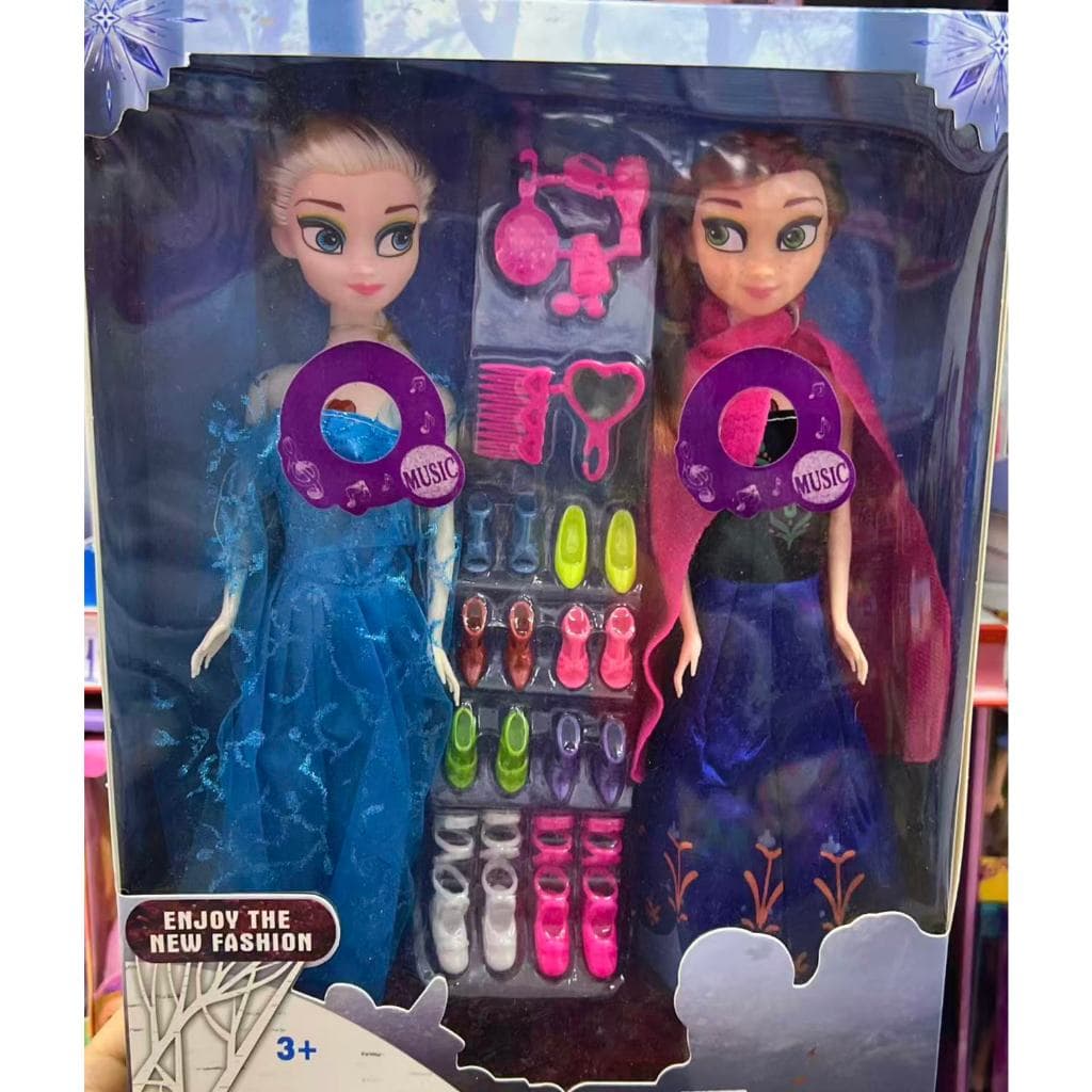 kit com 2 pcs Boneca Frozen com Musical Articulada 30cm Infantil com varios pares de sapatos acessórios/n-963-1