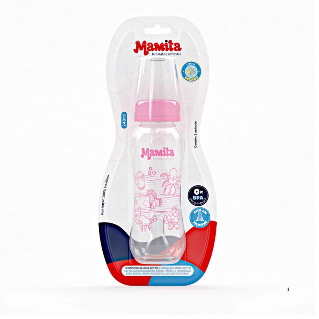 Mamadeira 240ml Bico de Silicone Menino Bebê Menina 240 Ml Master Blister Presente