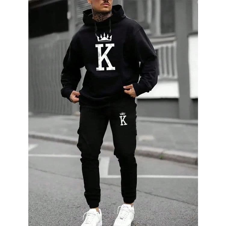 Conjunto Moletom Blusa Moletom Capote + Calça Moletom Flanelado King Algodão Tecido Premium Casual