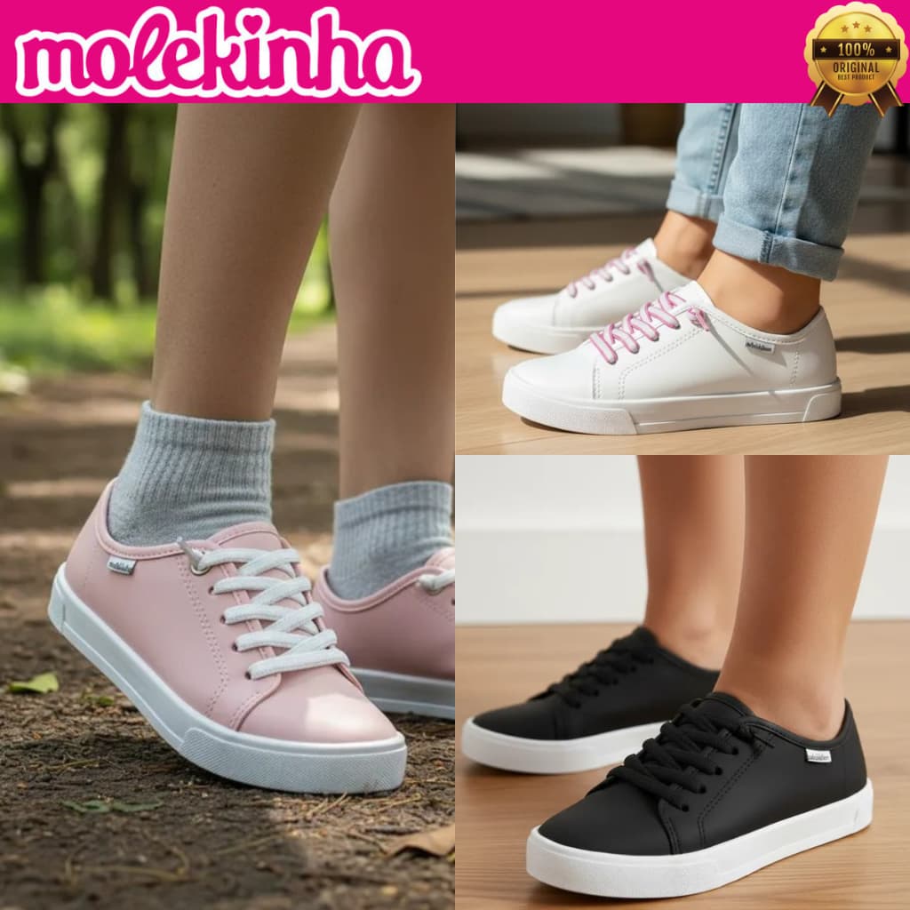 Tênis Molekinha Infantil Menina Casual Escolar Napa Confortável Calce Fácil 2524461 Original