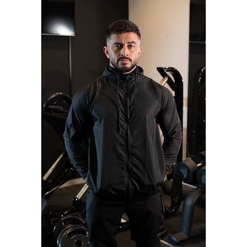 Jaqueta Corta Vento Masculina Lisa Gola alta com Capuz