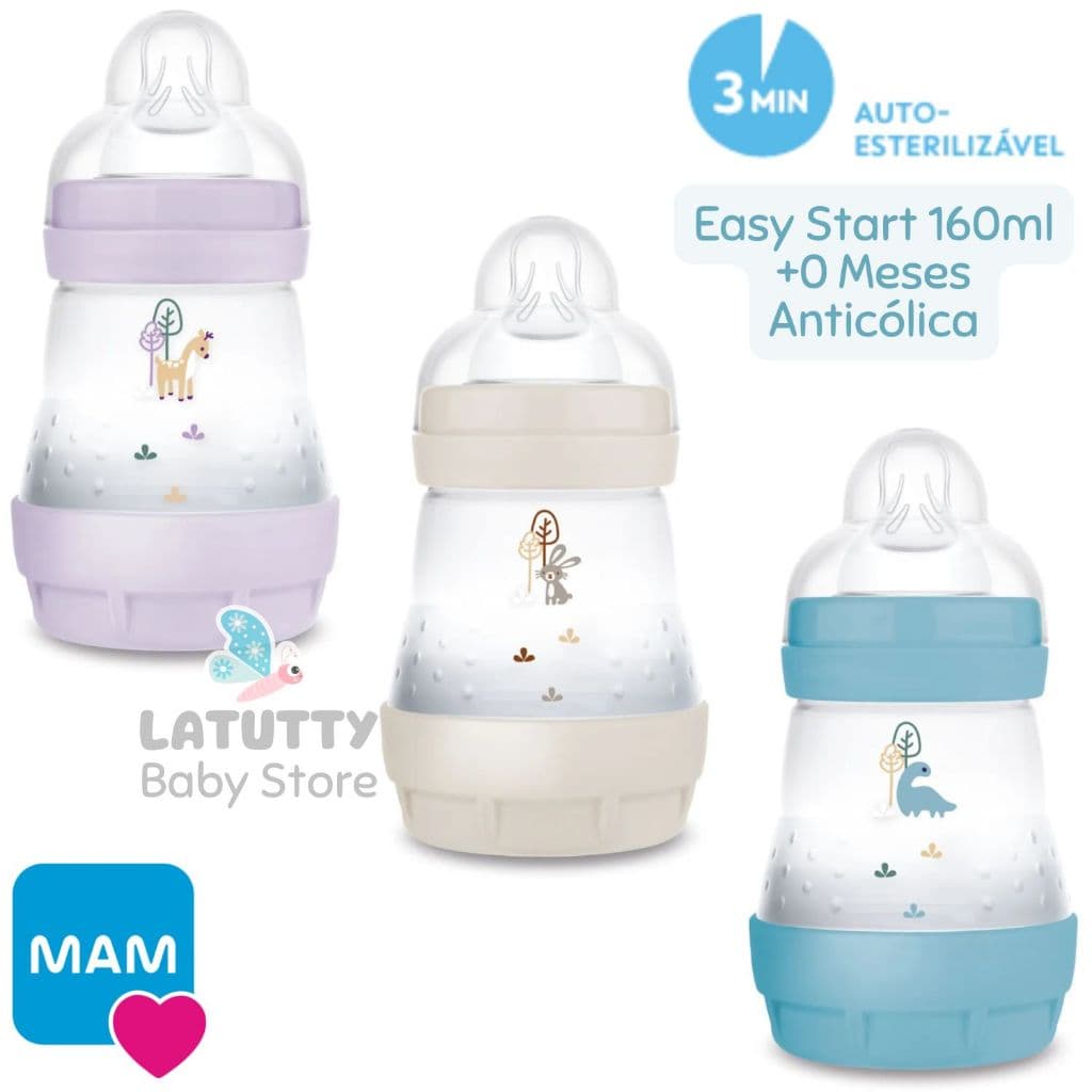 Mamadeira MAM Easy Start 160ml RN Fluxo Lento Anticólica Bico Simétrico Silicone Original Mamadeira RN