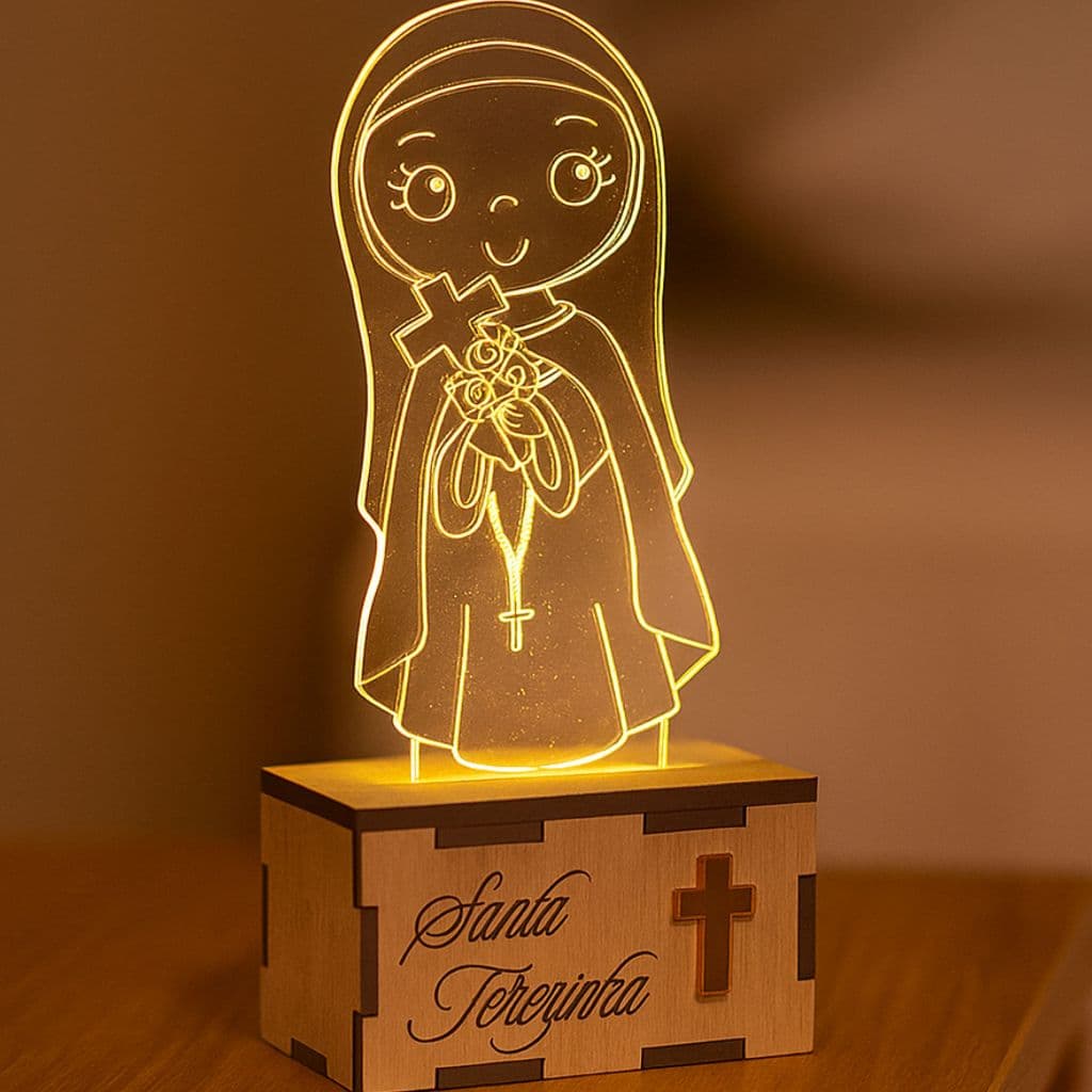 Luminária Led Católica Santa Terezinha Lâmpada Led Cristã Infantil