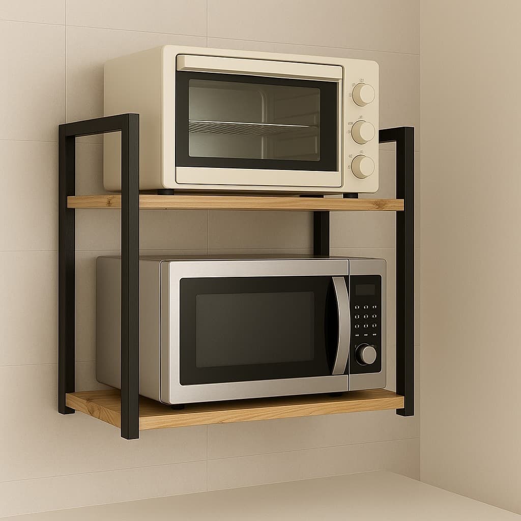 Suporte de Parede para Micro-ondas, Forno Elétrico, Air Fryer e Impressora | Prateleira Multiuso Nicho Organizador