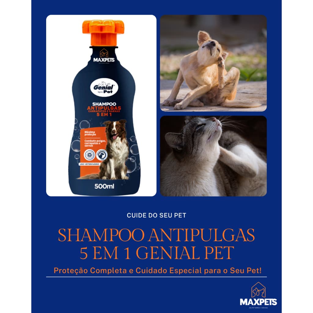 Shampoo Antipulgas Para Cachorro E Gatos 500 Ml Pet Genial
