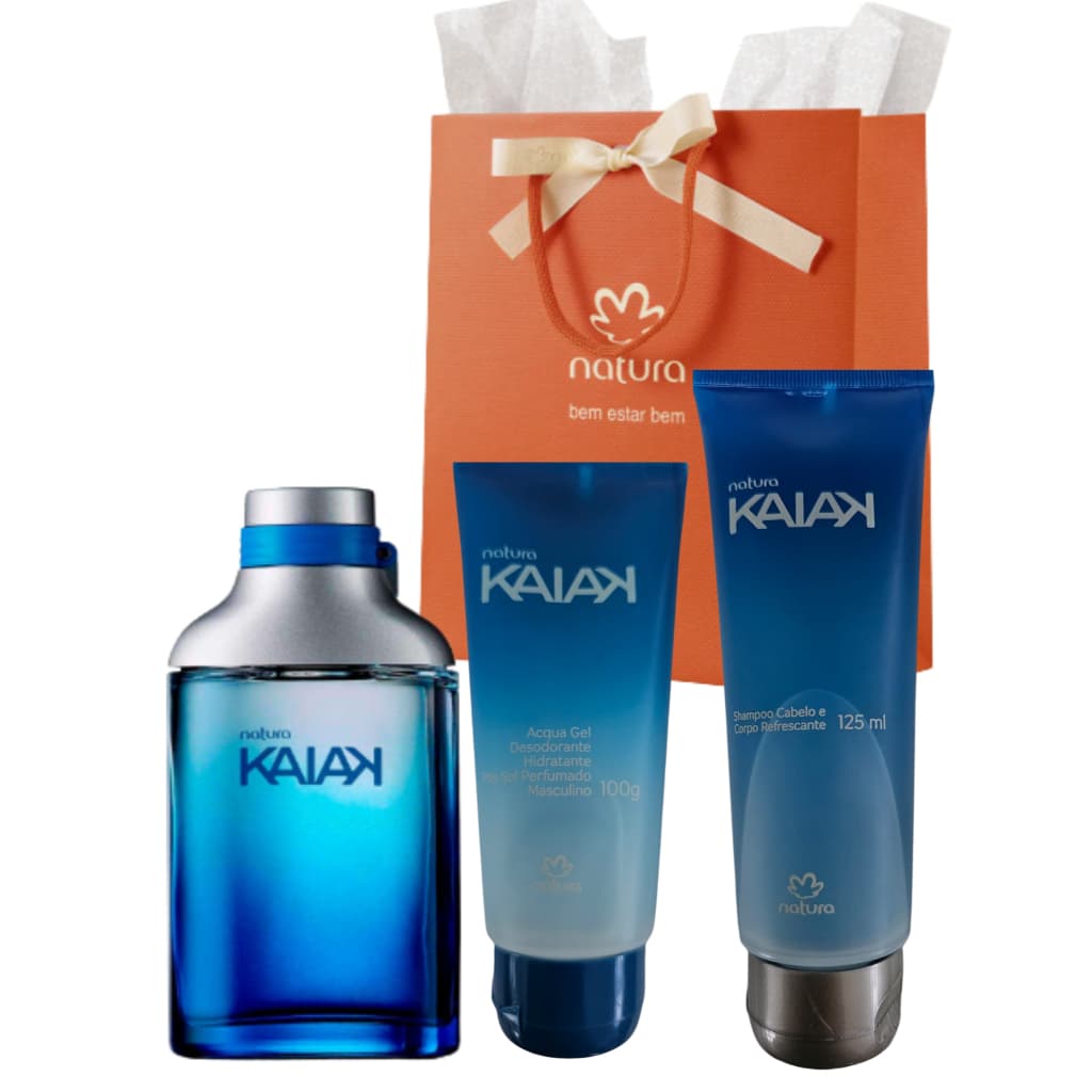 Kit Presente Kaiak Masculino Deo Colonia + Hidratante Pós Sol + Shampoo Natura