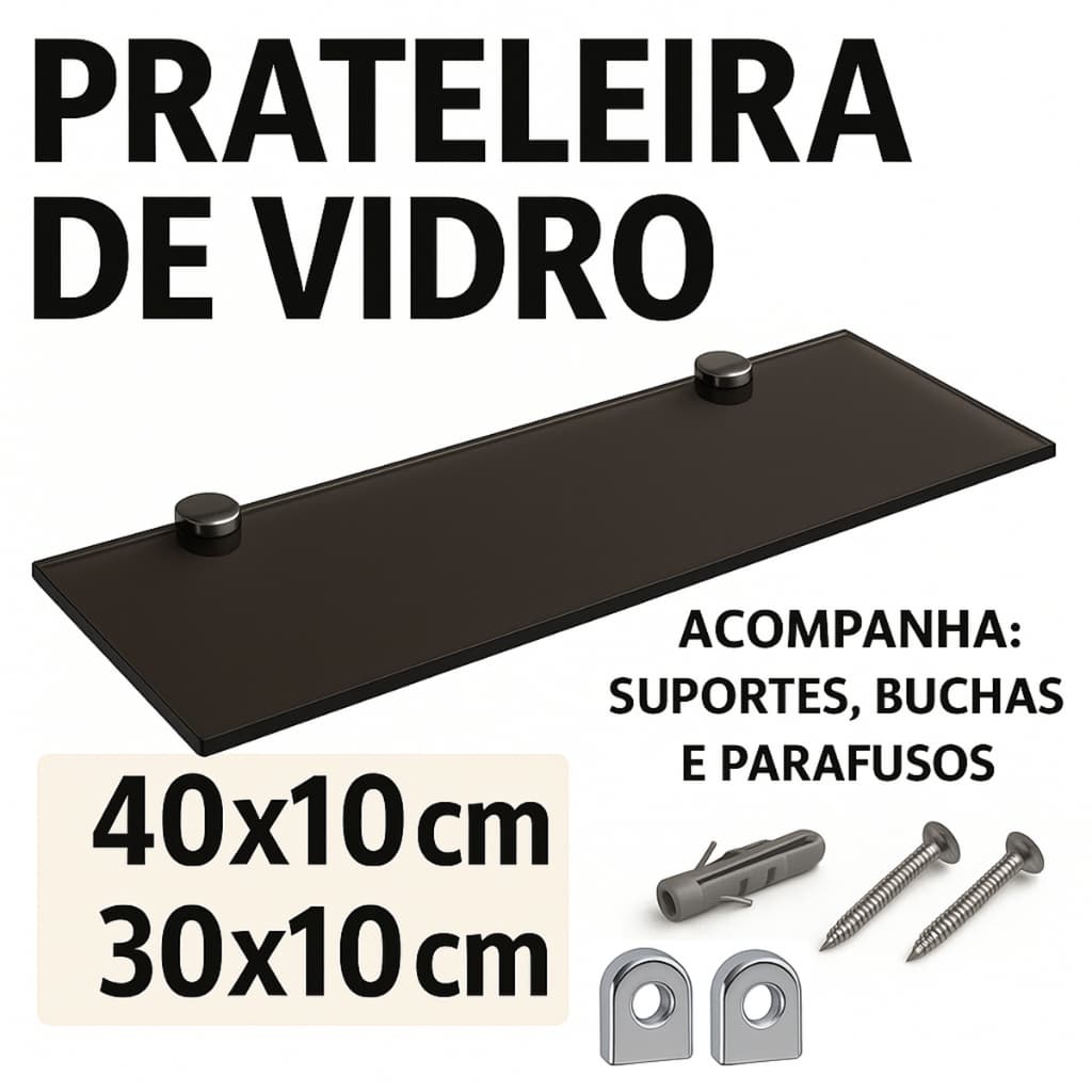 Prateleira de Vidro Fumê Porta Shampoo/Tempero 6mm Lapidado