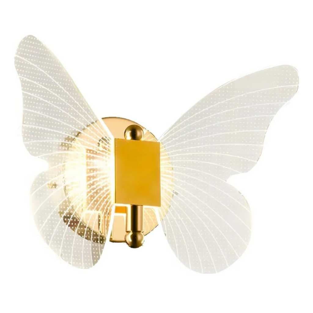 Arandela Led Dourada Cristal Borboleta Luminária - Iluminação - Decoração - Fonte do led